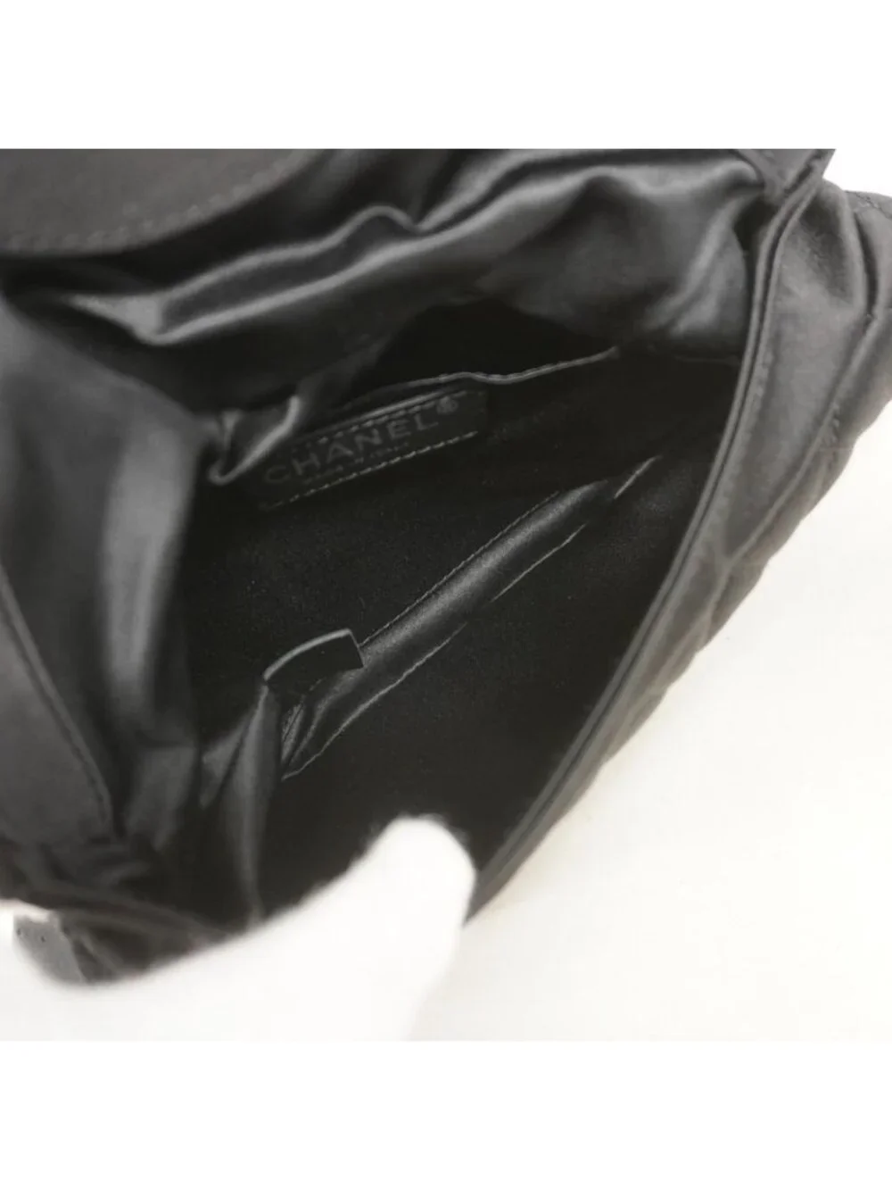 Chanel Clutch Quilted Satin Black Silver - Picture 4 of 8